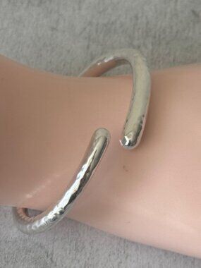 925 Sterling Silver Cuff Hammered Bypass Electroform Bracelet Made in Thailand